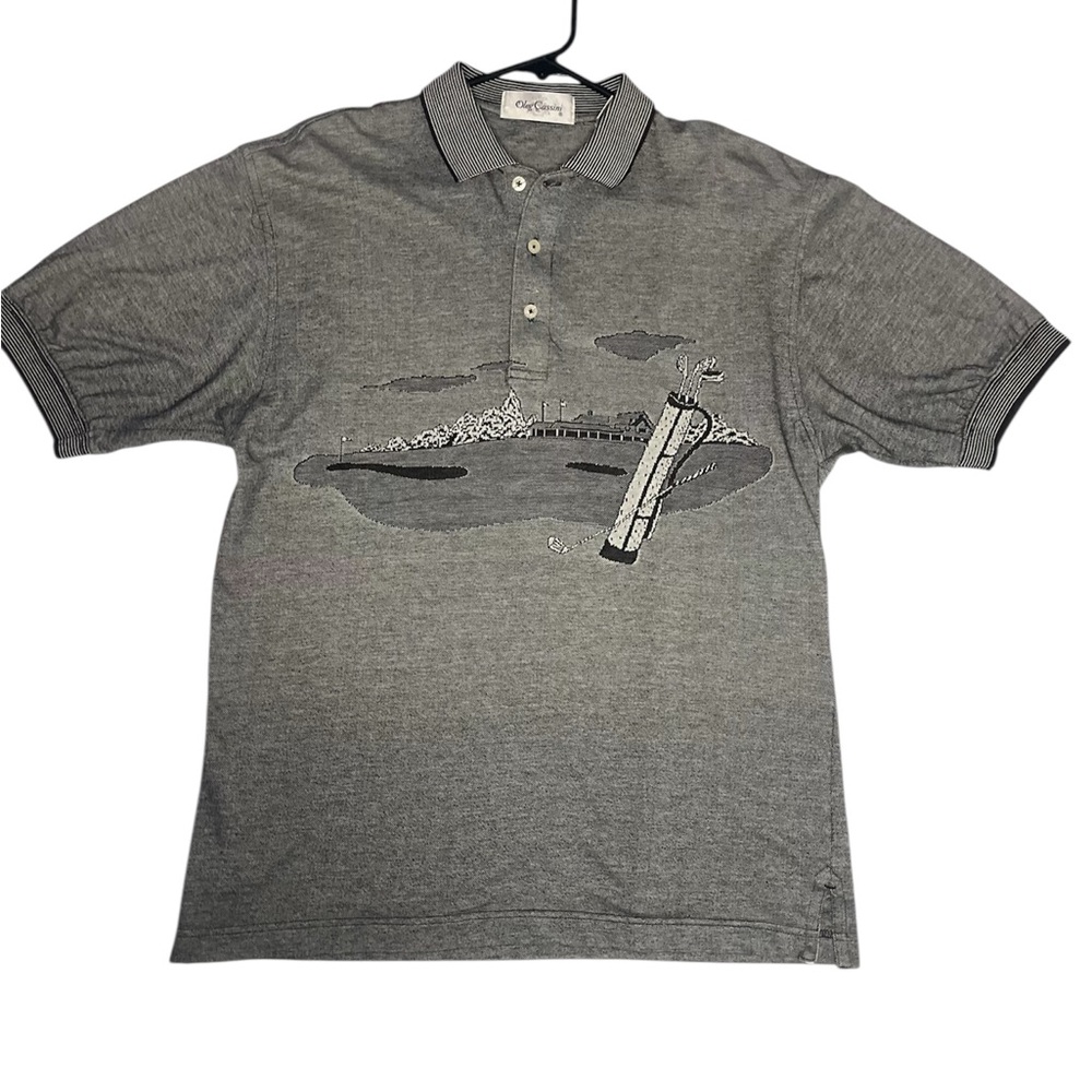 Oleg Cassini Gray Polo Shirt Elegant Pique Knit